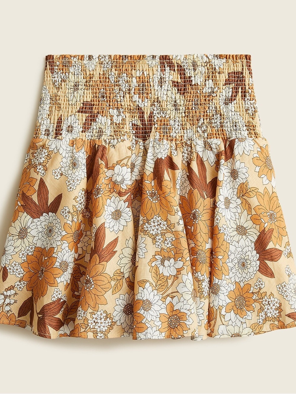 J. Crew Linen summer bohemian beach smocked mini skirt in zinnia floral size xs